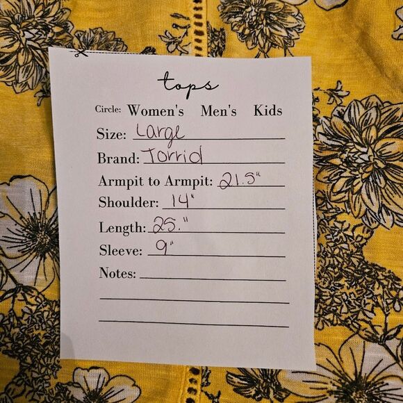 Torrid Floral Babydoll Slub Front Blouse – Yellow M/L - Picture 3 of 7